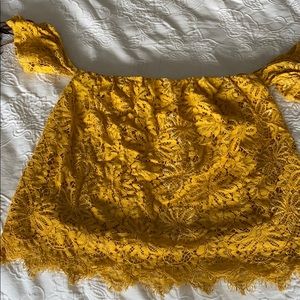 Dynamite Off shoulder Crochet Top